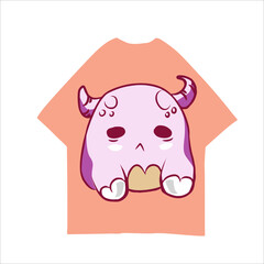 Funny Monster Chibi Devil  Vector Illustration cute cartoon for shirt design