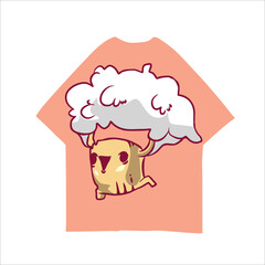 Funny Monster Chibi Vector Illustration cute cartoon for shirt design