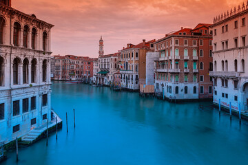 Architecture of Venice, Italy. Historic houses traditional architecture on the canal in Venice.