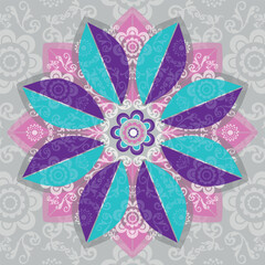 Vector mandala. Decorative round colorful floral vintage ornament