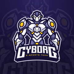 Fototapeta na wymiar Futuristic cyborg robot mascot character Logo for e-sports tournament or gaming team