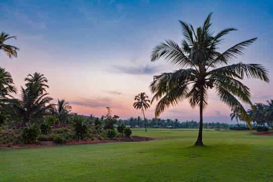 Sunset on the coast of goa india