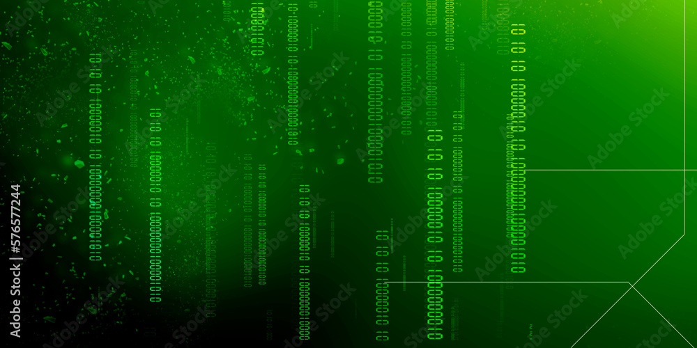 Poster 2d illustration abstract digital binary data on computer screen