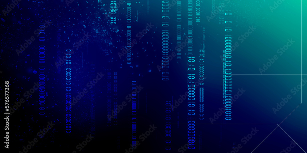 Poster 2d illustration abstract digital binary data on computer screen