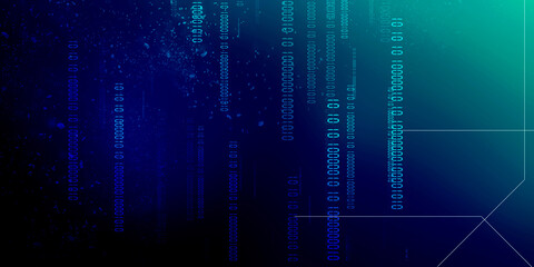 2d illustration abstract digital binary data on computer screen