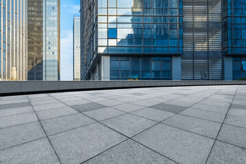 Fototapeta premium Empty floor with modern business office building.