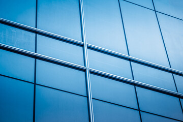 Abstract building. blue glass wall of skyscraper.