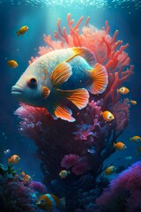  Illustration sous-marine de coraux et poissons