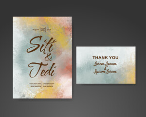 Wedding invitation with abstract watercolor background