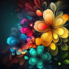 Fototapeta premium Abstract colorful floral background, made with generative AI
