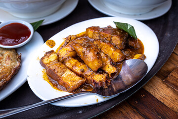 Popular Traditional Filipino dish Pork Lechon Kawali sa Alamang