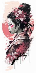 Japanese geisha illustration