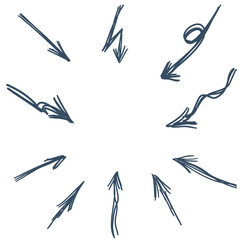 hand drawn arrows icons set on white