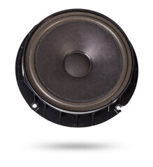 Speaker of an acoustic system an audio for playing music in a car interior on a white isolated...