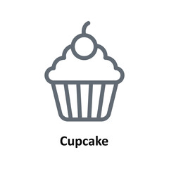 Cupcake Vector Outline Icons. Simple stock illustration stock