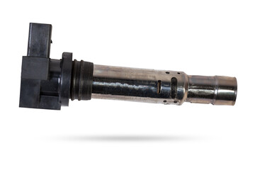 ignition coil for an internal combustion engine of a car during repair and service on a white...