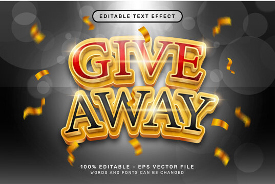 give away 3d text effect and editable text effect with ribbon illustration