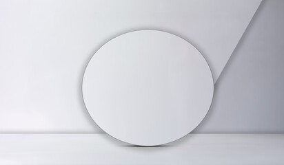 Products Background Circle Podium Partition on Table Counter Bar Studio Room Backdrop,Abstract Wallpaper Luxury Design,White Light Shadow Leaves Overlay with Mockup Partition Cosmetic Summer Wall.