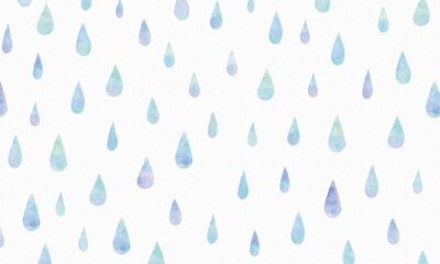  雨が降る風景の水彩画背景イラスト