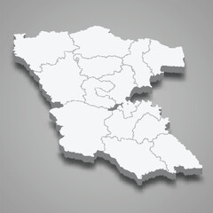 3d isometric map of Burgas is a province of Bulgaria