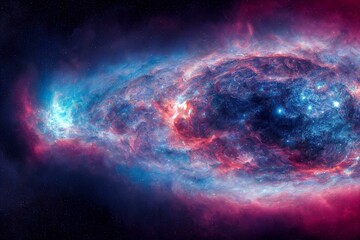 Obraz na płótnie Canvas 360 degree space nebula panorama, equirectangular projection, environment map. HDRI spherical panorama. Space background with nebula and stars. Generative AI