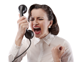 Vintage style secretary yelling on the phone