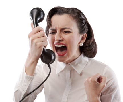 Vintage style secretary yelling on the phone