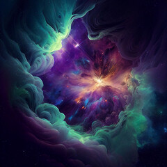 Colorful Nebula Aurora Galaxy created with Generative AI Technology