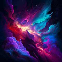 Colorful Nebula Aurora Galaxy created with Generative AI Technology