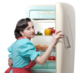 Vintage style housewife preparing a meal