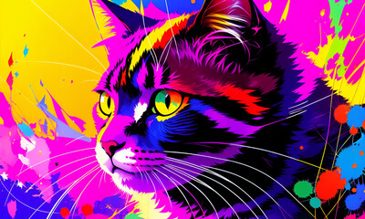 Psychedelic Cat's Abstract Beauty
