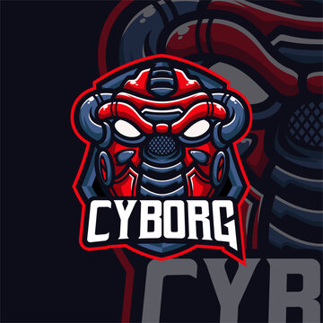 Cyborg masscot logo illustration premium vector