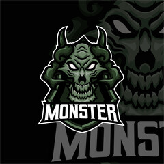 Moster masscot logo illustration premium vector