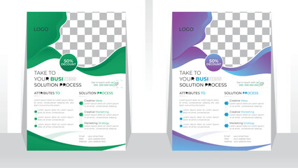 business flyer template with abstract shape and modern flyer brochure cover vector in A4 size Flyer Colorful concepts and design, perfect for creative professional business company. 

