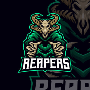 Reaper masscot logo illustration premium vector