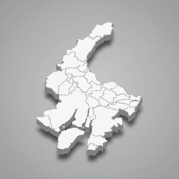 3d isometric map of Guayas is a province of Ecuador