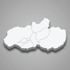 3d isometric map of Tungurahua is a province of Ecuador