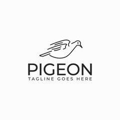Fototapeta premium outline pigeon logo vector design : creative line art dove logo design vector ideas inspiration isolated on white