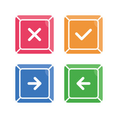 Vector illustration of direction sign button in color style