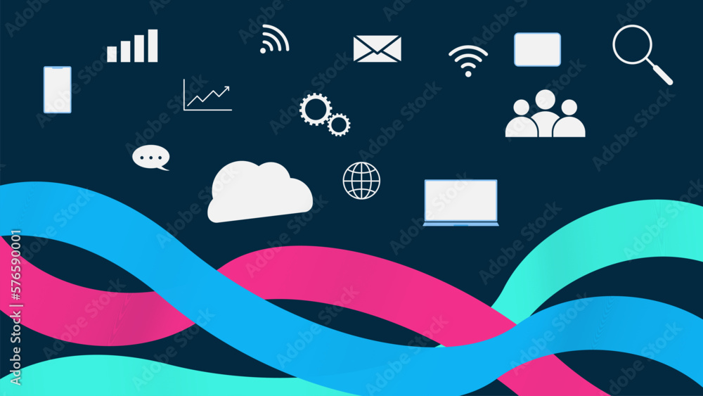 Aufkleber internet network connection with social media communication concept.