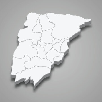3d isometric map of Chimaltenango is a province of Guatemala