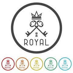 Crossed Key Logo Design icons in color circle buttons