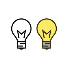 lightbulb logo icon illustration colorful and outline