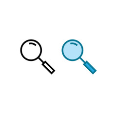 magnifying glass logo icon illustration colorful and outline