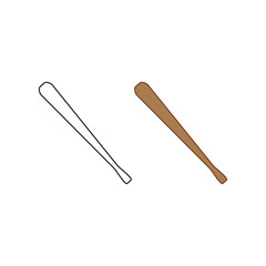 baseball bat logo icon illustration colorful and outline