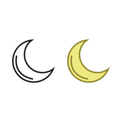 crescent moon logo icon illustration colorful and outline