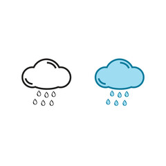 rain cloud logo icon illustration colorful and outline