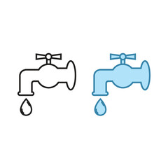 water faucet logo icon illustration colorful and outline
