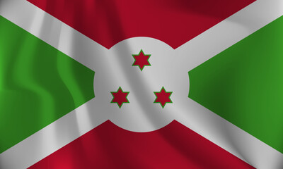 Flag of Burundi, with a wavy effect due to the wind.