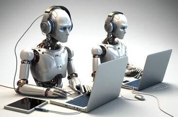 android with laptop,ai generated